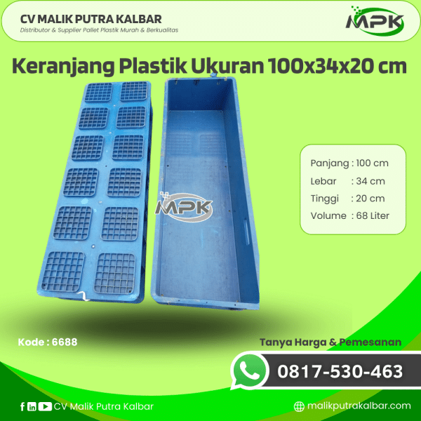 Keranjang Plastik Ukuran 100x34x20 cm [6688]