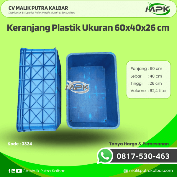 Keranjang Plastik Ukuran 60x40x26 cm [3324]